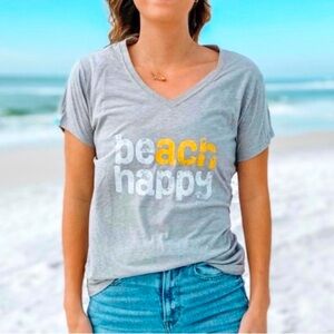 NEW 30A BEACH HAPPY VNECK TSHIRT - MADE FROM PLASTIC BOTTLES SUPER SOFT! MEDIUM